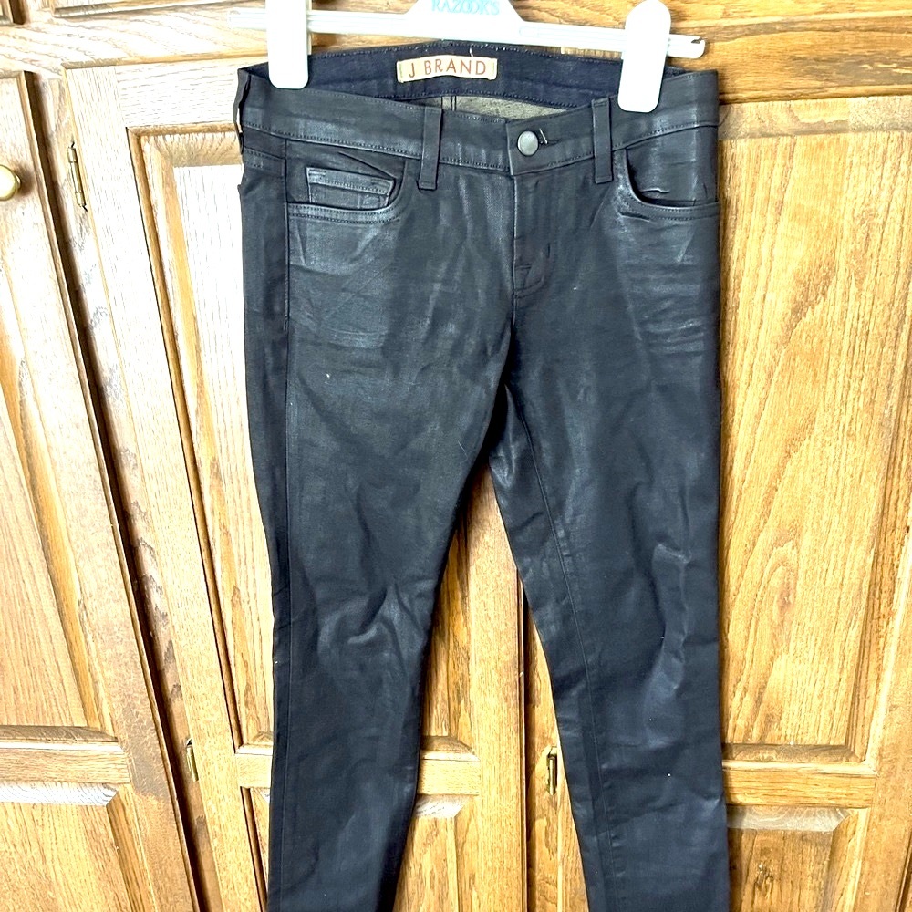J BRAND Coated Denim in Black